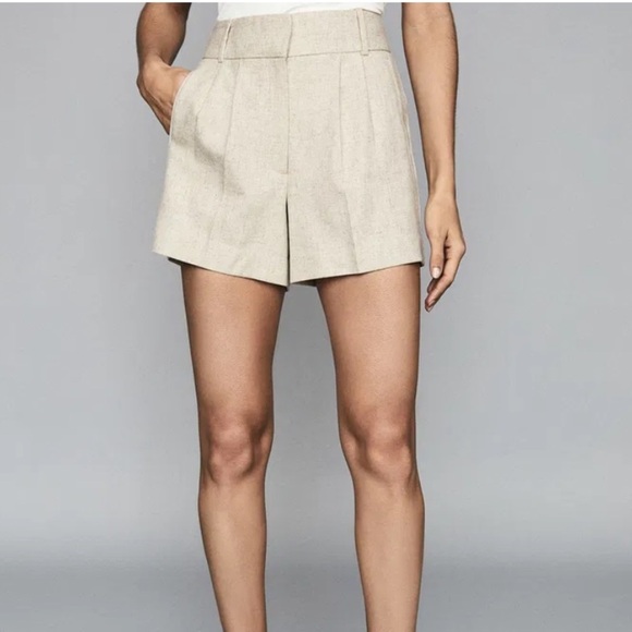 Reiss Tan High Waist Shorts with Tailored Fit - Picture 7 of 10
